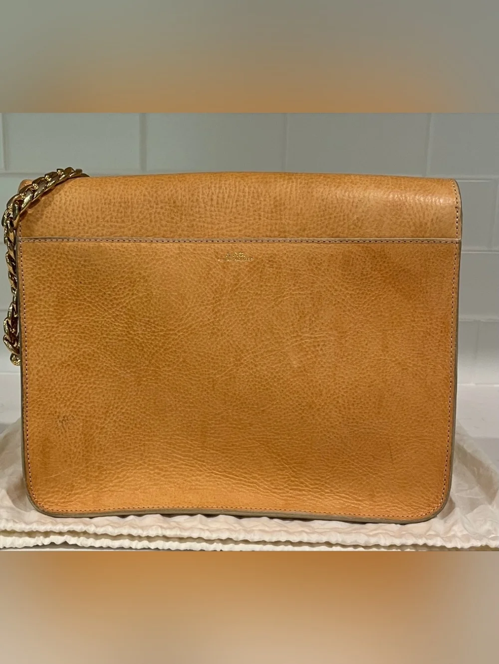 A.P.C. Vachetta Leather Flap Chain Shoulder Bag Tag Attached With Dust Bag Rare